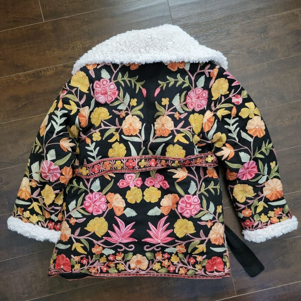 NEW Tach Ingrid Jacket Womens S Boho Chic Vintage 70s Embroidered Floral Cozy - Picture 4 of 9
